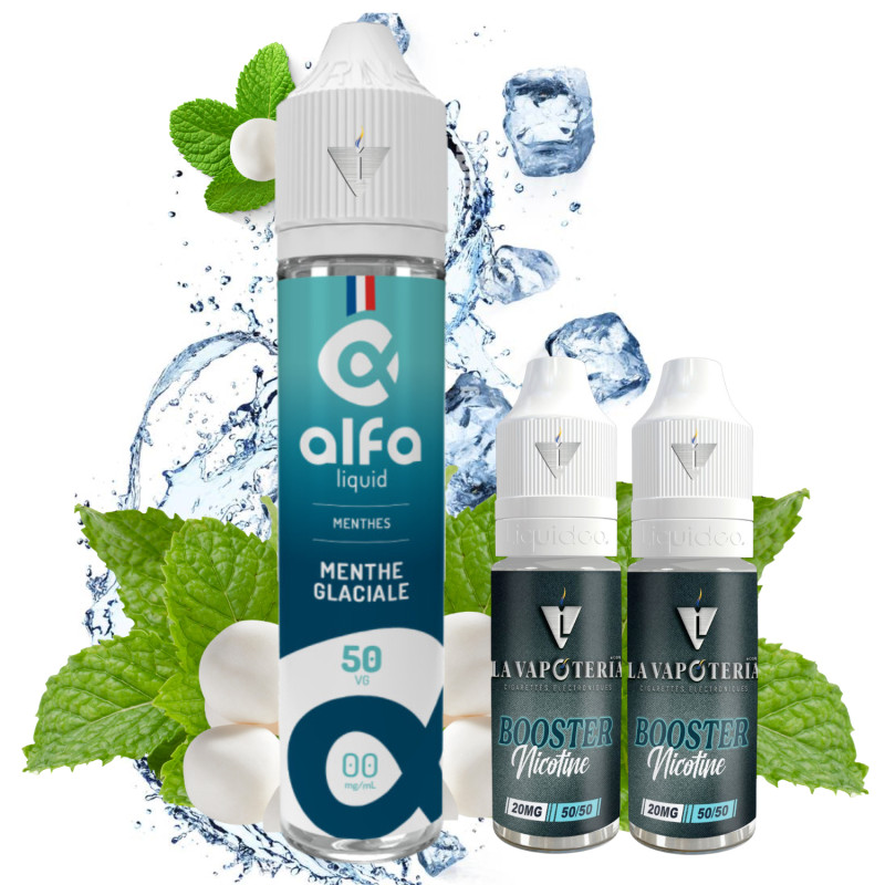 ALFALIQUID - Pack Menthe Glaciale 50ml + 2 Booster - La Vapoteria