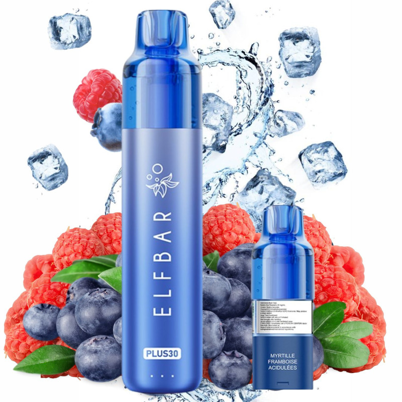 ELFBAR PLUS 30 - KIT MYRTILLE FRAMBOISE ACIDULÉE 30K - La Vapoteria