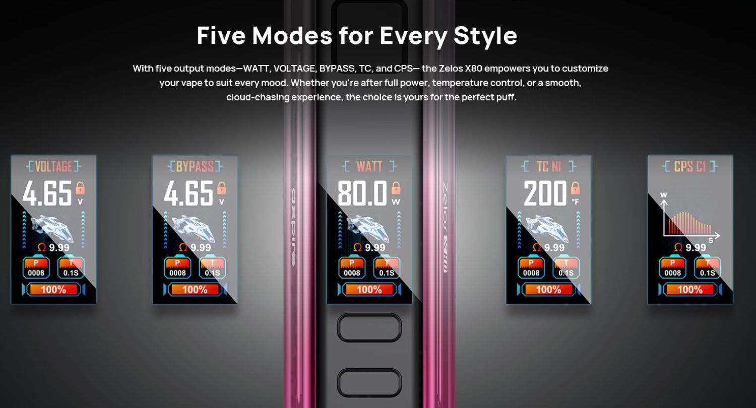 Aspire - Zelos X80 Modes - La Vapoteria